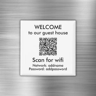白モダンQRコードWifi情報Airbnbレンタル マグネット