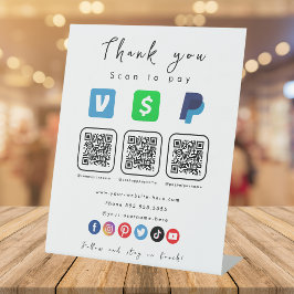 白モダンQRコー数々のドPaypal Venmoキャッシュアプリ 台座サイン