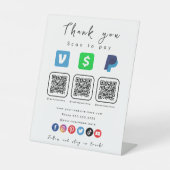 白モダンQRコー数々のドPaypal Venmoキャッシュアプリ 台座サイン (正面)