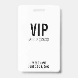 白モダンVIPすべてのアクセスQRコードイベント バッジ