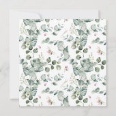 白モノグラムにピンク離れの花と緑の花 ノートカード (裏面)