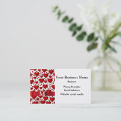 白モノグラムのと赤いハートのパターン 名刺 (スタンド正面)