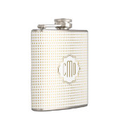 白モノグラムのと金ゴールドの水玉模様パターン フラスク (右)