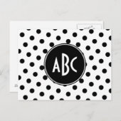白モノグラムのと黒の水玉模様 ポストカード (正面/裏面)