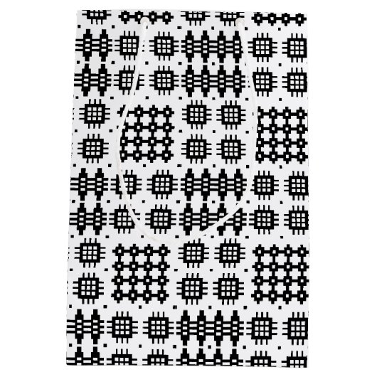 白モノグラムのに黒のウェールズのタペストリーパターン ミディアムペーパーバッグ (裏面)