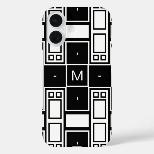 白モノグラムのコンテンポラリー模様 Case-Mate iPhoneケース (裏面)