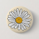 白モノグラムのデイジーフローラ 缶バッジ (正面)