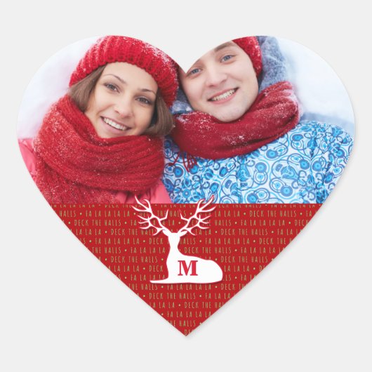 白モノグラムのトナカイ ハートシール (正面)