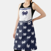 白モノグラムのネイビーブルーカ航海のニ エプロン (インサイチュ)