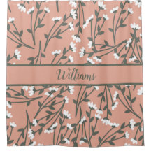 白モノグラムのピンクと緑の花柄