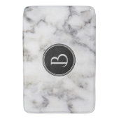 白モノグラムのモダンと灰色の大理石の石 バスマット (正面縦)