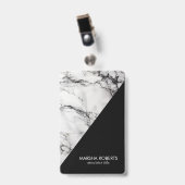 白モノグラムの大理石と黒粒 バッジ (Front with Clip)