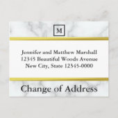 白モノグラムの大理石の住所の変更 案内ポストカード (正面)