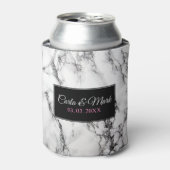 白モノグラムの大理石テクスチャ 缶クーラー (缶正面)