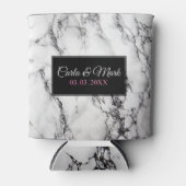 白モノグラムの大理石テクスチャ 缶クーラー (正面)