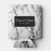 白モノグラムの大理石テクスチャ 缶クーラー (裏面)