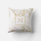白モノグラムの大理石金ゴールドグリッター クッション (裏面)