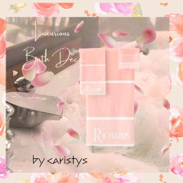 白モノグラムの桃の色合い バスタオルセット