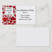 白モノグラムの色、赤いハートパターン会社ロゴ 名刺 (正面/裏面)