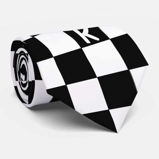 白モノグラムの黒市松模様に ネクタイ (ロール)