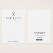 白モノグラムエレガントイヤリングディスプレイカード (正面&裏面)