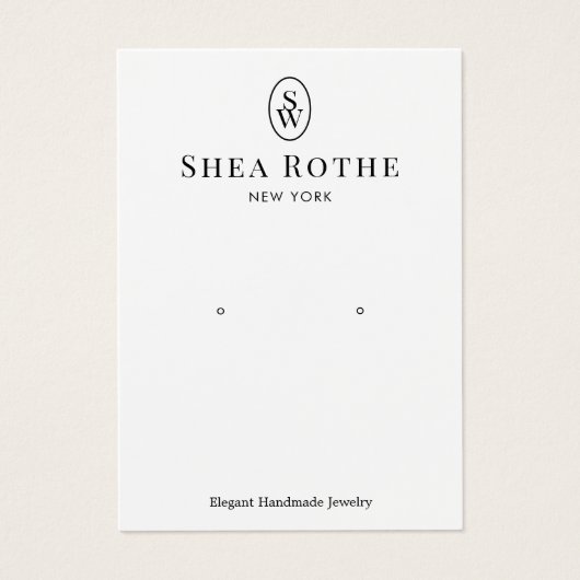 白モノグラムエレガントイヤリングディスプレイカード (正面)