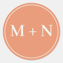 白モノグラムカスタム付きオレンジイニシャルシール ラウンドシール