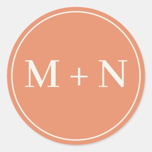 白モノグラムカスタム付きオレンジイニシャルシール ラウンドシール (正面)