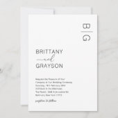 白モノグラムモダンフォト結婚式招待状 招待状 (正面)