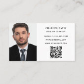 白モノグラム写真Qrコードロエレガントゴ 名刺 (裏面)