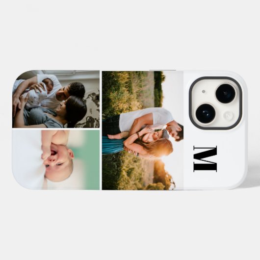 白モノグラム3フォトコラージュ Case-Mate iPhoneケース (裏面 (横))