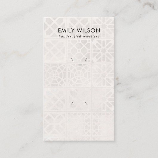 白モロッコタイルのテクスチャヘアークリップ表示カード 名刺 (正面)