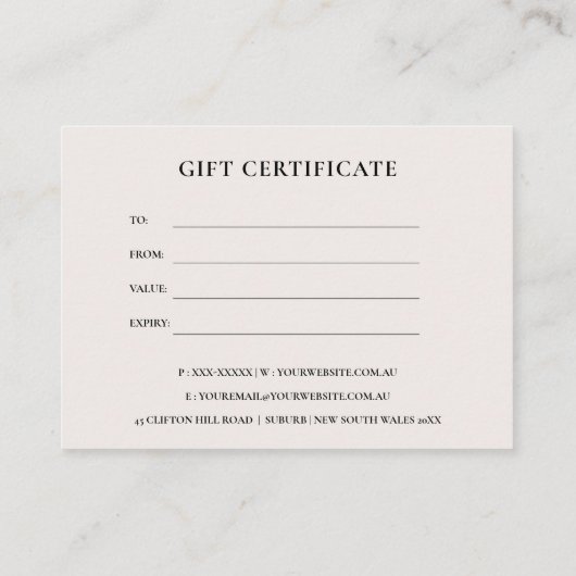 白モロッコタイルテクスチャギフト証明書  名刺 (裏面)