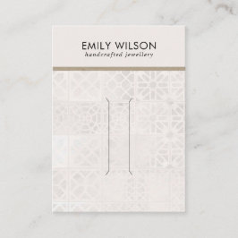 白モロッコタイルテクスチャヘアクリップ表示カード 名刺