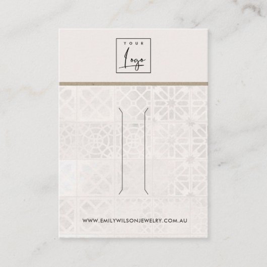 白モロッコタイルテクスチャヘアクリップ表示カード 名刺 (正面)