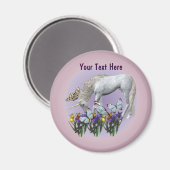 白ユニコーンと蝶ファンタジー磁石 マグネット (正面/裏面)