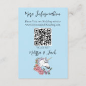 白ユニコーンピンクの花結婚青 エンクロージャーカード (裏面)