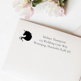 白ユニコーンピンクの花結婚青 セルフインキングスタンプ