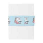 白ユニコーンピンクの花結婚青 招待状ベリーバンド (裏面例)