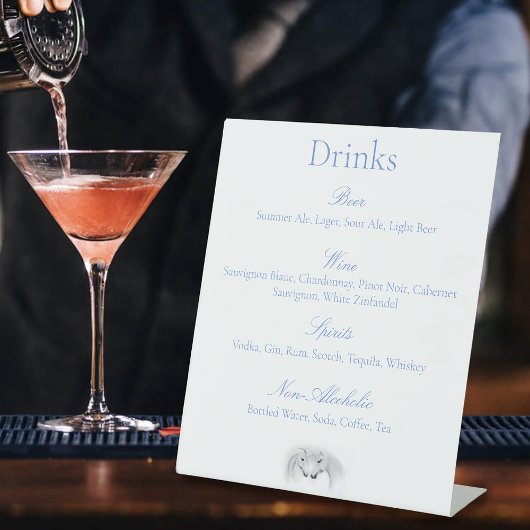 白ユニコーン愛カップル飲み物メニュー 台座サイン