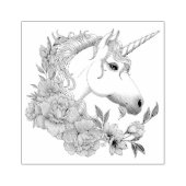 白ユニコーン花ピンク黒 ラバースタンプ (インプリント)