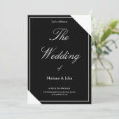 白ユニークと黒のフォーマルシンプルシック結婚ズ 招待状 (スタンド正面)