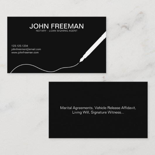 白ユニークと黒の公証人署名員 名刺 (正面/裏面)