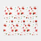 白ユニークの違うクリスマスオーナメント フリースブランケット (正面(横))