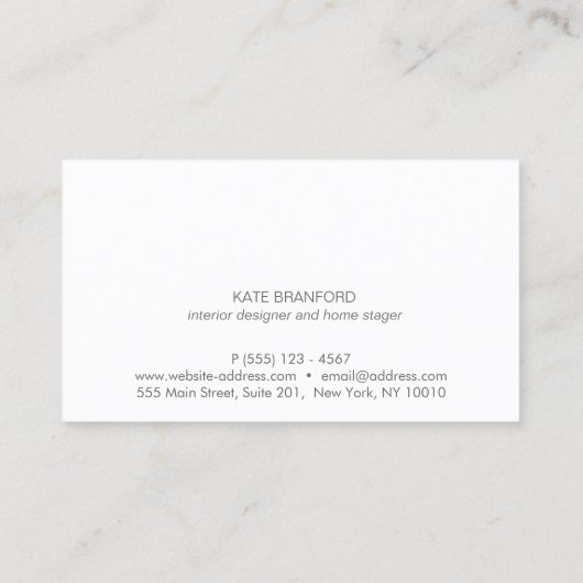 白ユニークエレガント大理石に銀葉の 名刺 (裏面)