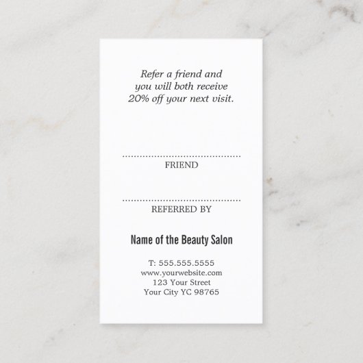 白ユニークエレガント黒の参照カード 紹介カード (裏面)