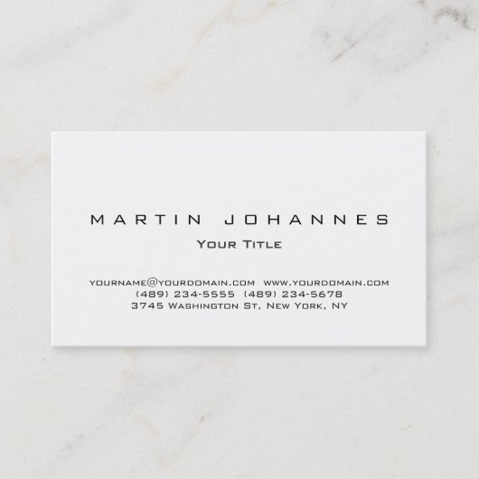 白ユニークプレーンプロフェッショナル名刺 名刺 (正面)