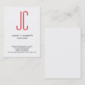 白ユニークモダンシンプルモノグラム 名刺 (正面/裏面)