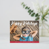 白ユニークレタリング写真クリスマス ポストカード (スタンド正面)