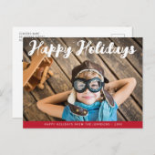 白ユニークレタリング写真クリスマス ポストカード (正面/裏面)